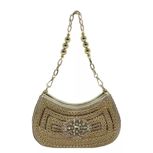 Crystal Embellished Clutch – Luxe Rhinestone Party Bag (Beige)