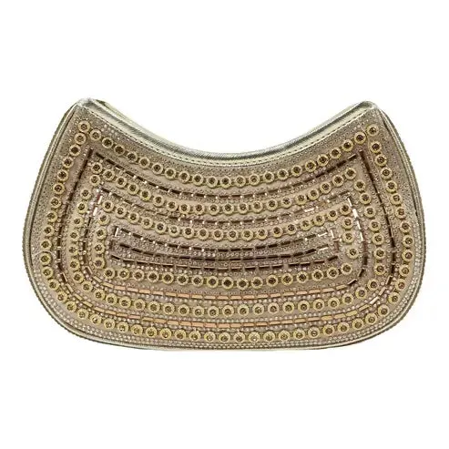 Crystal Embellished Clutch – Luxe Rhinestone Party Bag (Beige)
