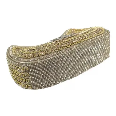 Crystal Embellished Clutch – Luxe Rhinestone Party Bag (Beige)