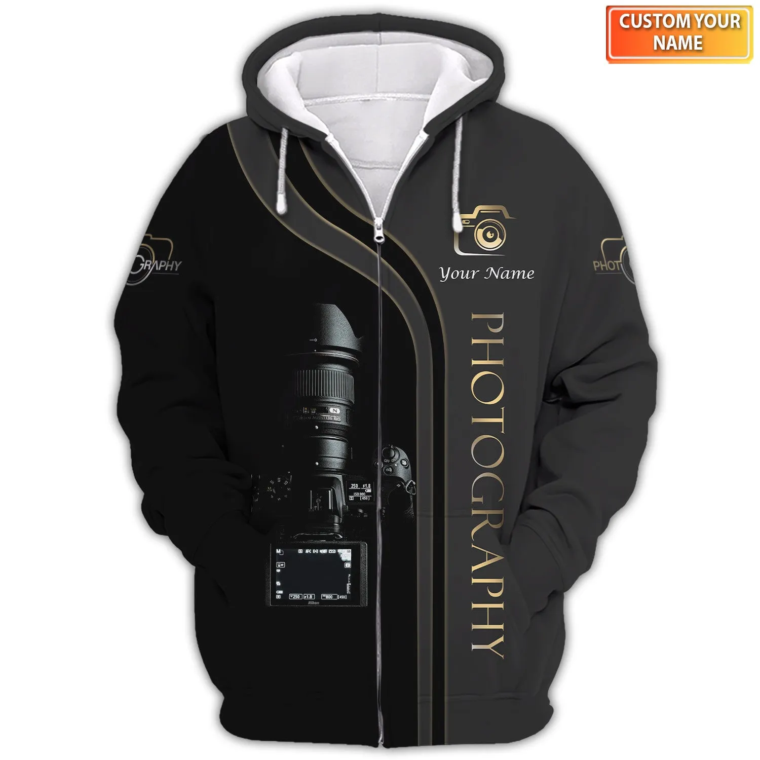 Custom Photographer Shirts Camera Pattern Design Shirts