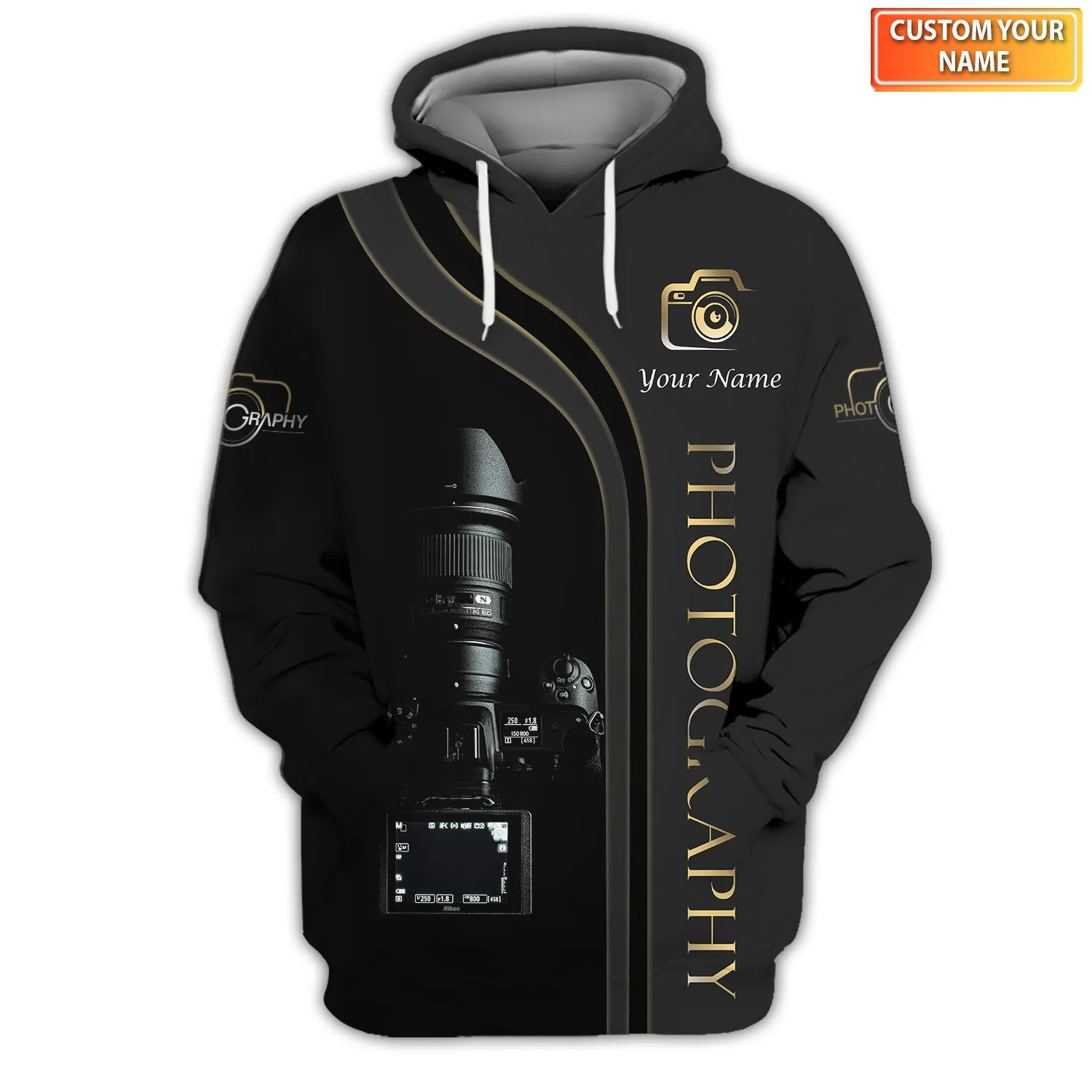 Custom Photographer Shirts Camera Pattern Design Shirts