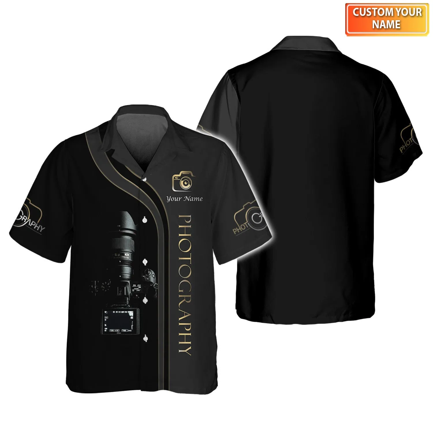 Custom Photographer Shirts Camera Pattern Design Shirts