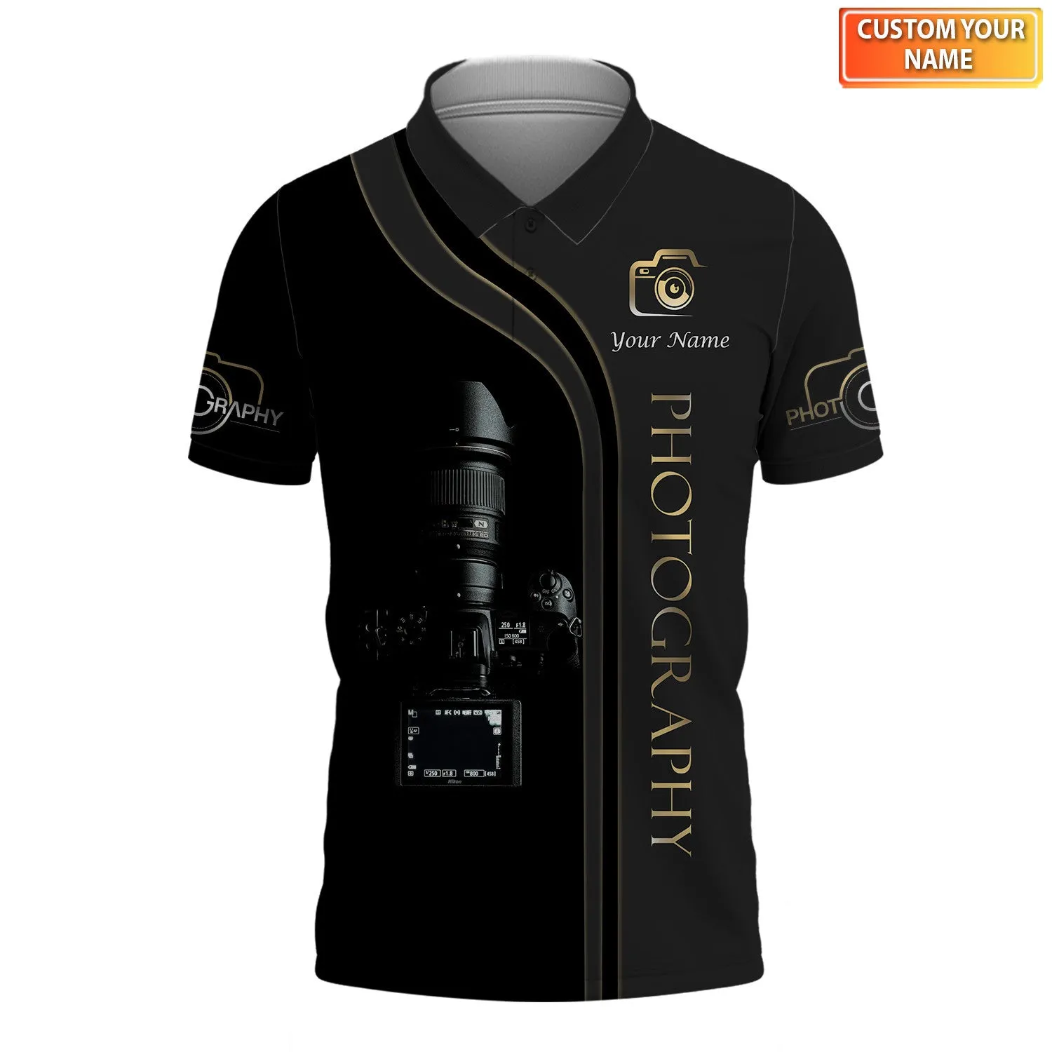 Custom Photographer Shirts Camera Pattern Design Shirts