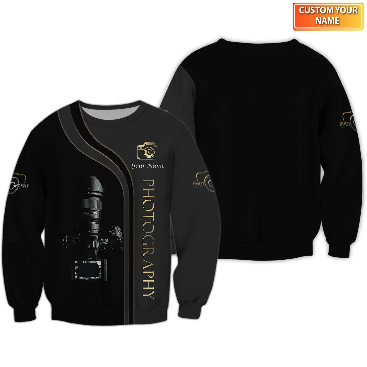 Custom Photographer Shirts Camera Pattern Design Shirts