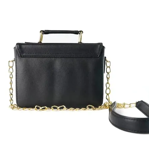 Customized Women's Buttoned Leather Bag   Mini Make up Kit - Black Pink