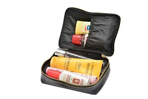 Customized Women's Buttoned Leather Bag   Mini Make up Kit - Yellow Black