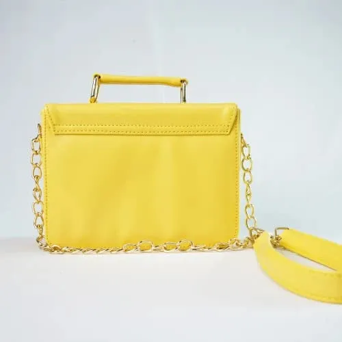 Customized Women's Buttoned Leather Bag   Mini Make up Kit - Yellow Brown
