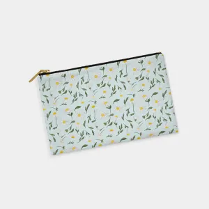 Daisies Personalized Zipper Pouch (on blue)