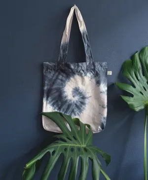 Dark Gray Tie-Dye Tote Bag