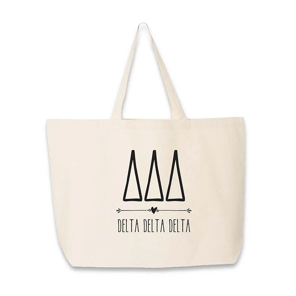 Delta Delta Delta Stylized Sorority Greek Letters Printed Canvas Bag