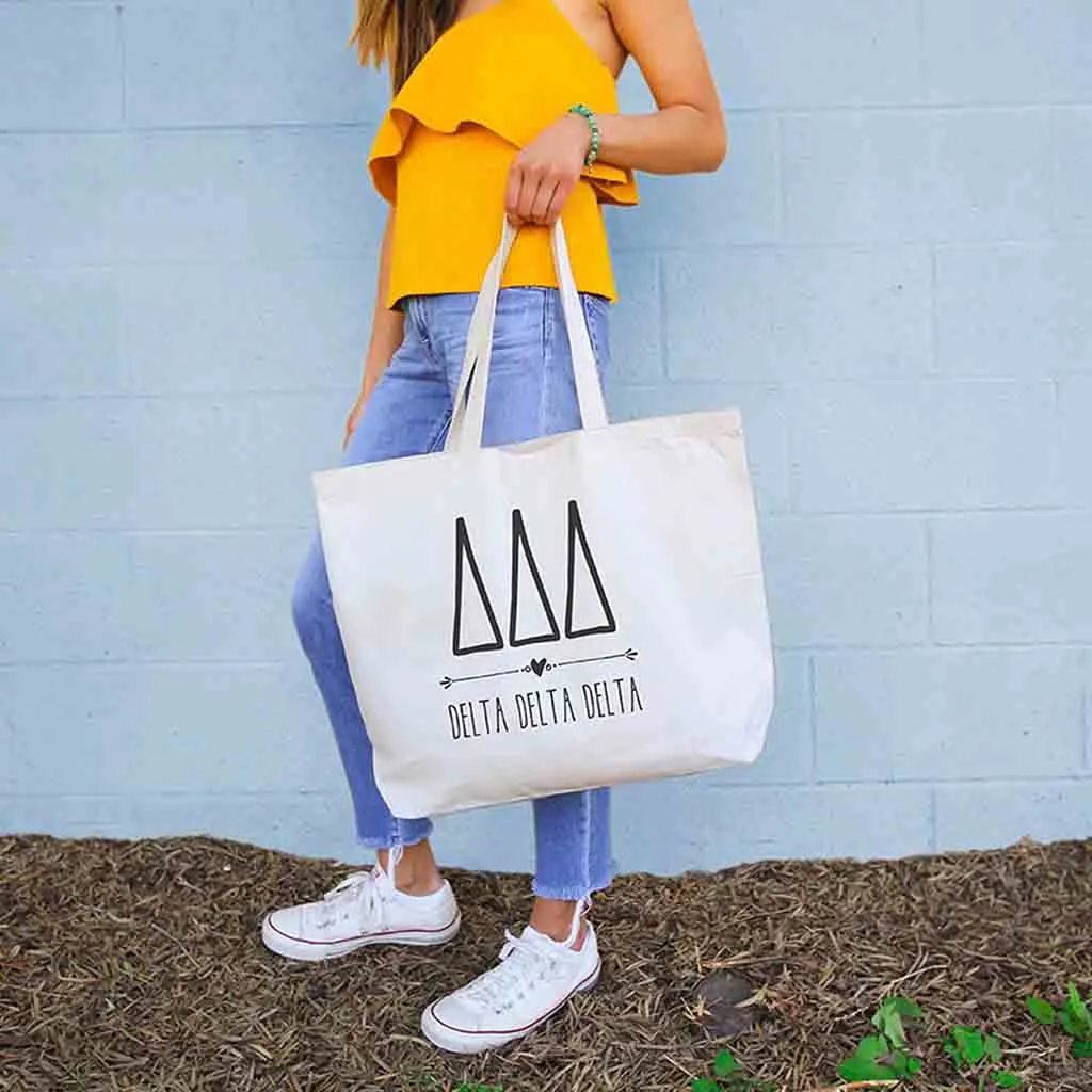 Delta Delta Delta Stylized Sorority Greek Letters Printed Canvas Bag