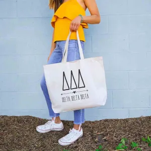 Delta Delta Delta Stylized Sorority Greek Letters Printed Canvas Bag
