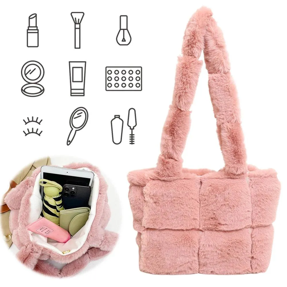 Designer Fuzzy Plush Shoulder Bag