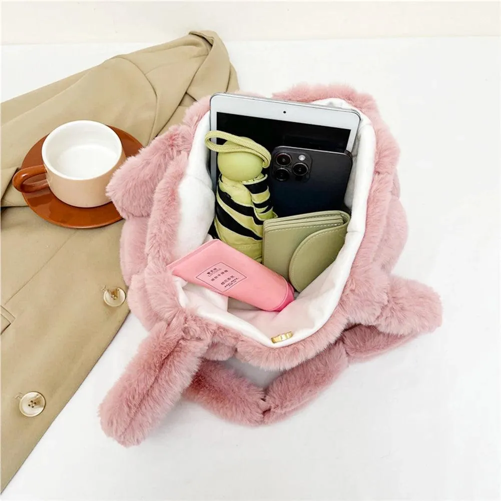 Designer Fuzzy Plush Shoulder Bag