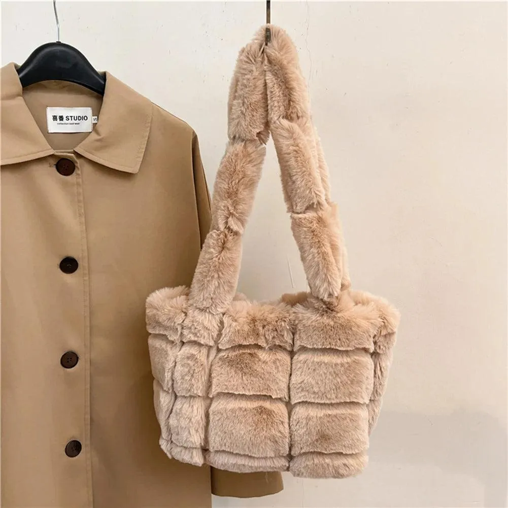 Designer Fuzzy Plush Shoulder Bag