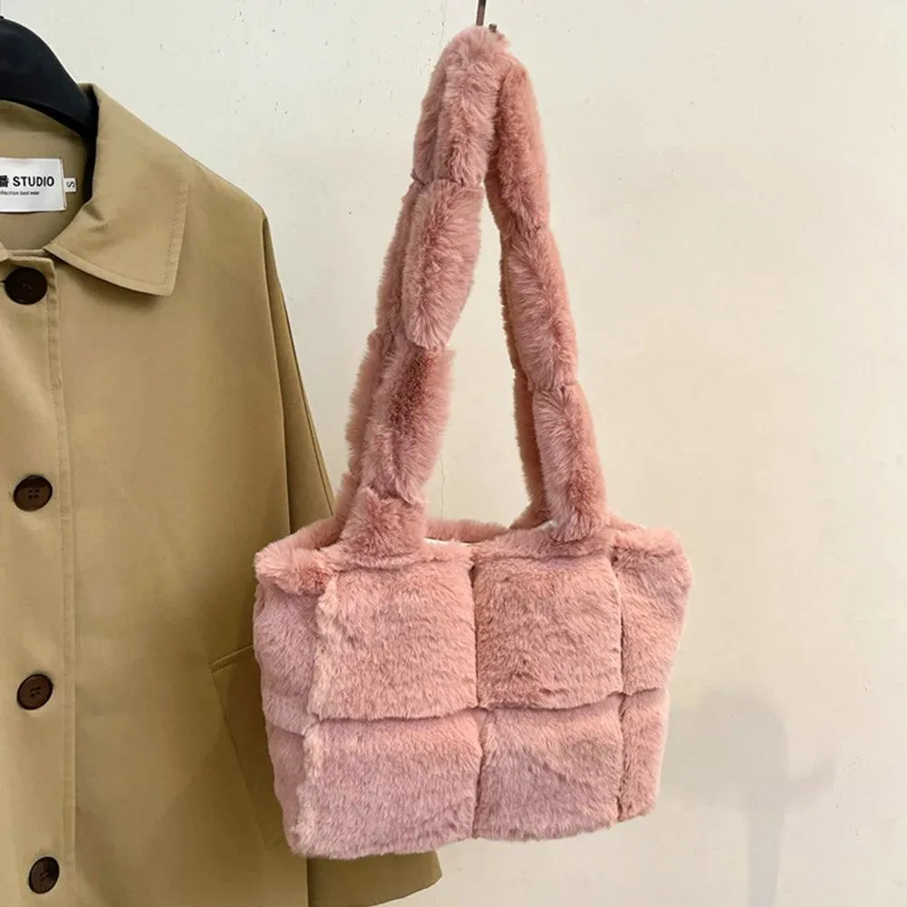 Designer Fuzzy Plush Shoulder Bag
