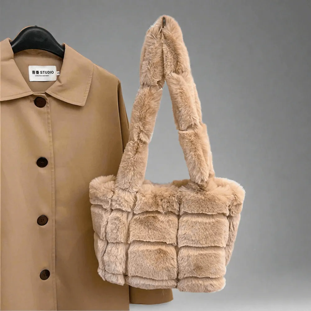 Designer Fuzzy Plush Shoulder Bag