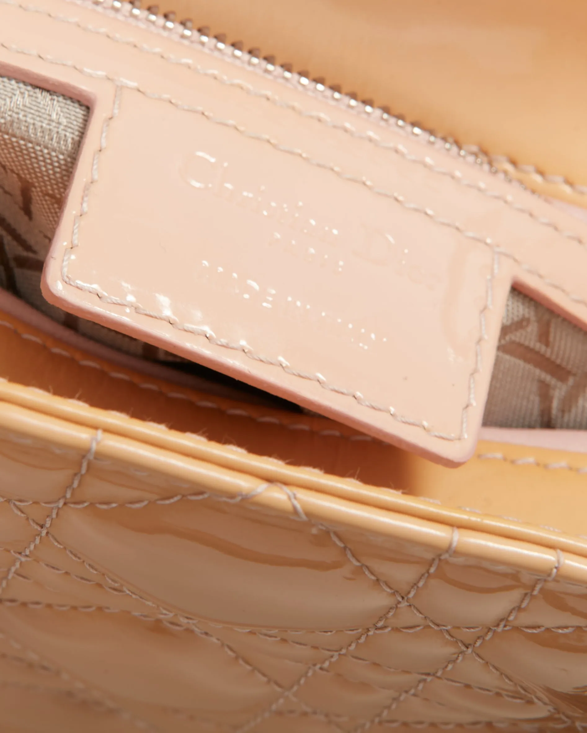 Dior Beige Patent Cannage Large Lady Dior Tote