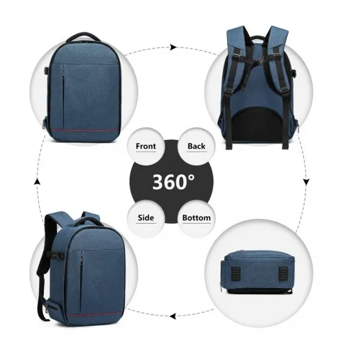 E6928 - Kono Water Resistant Shockproof DSLR Camera Backpack - Navy