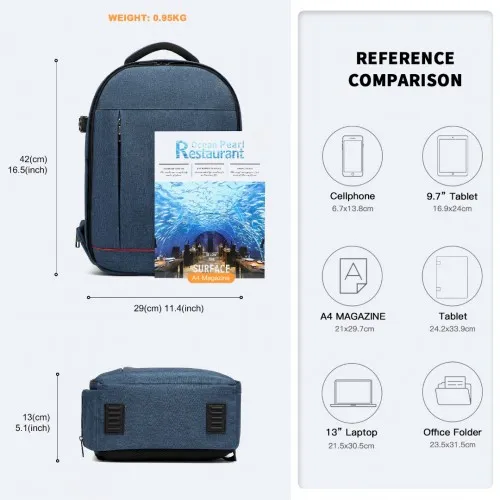 E6928 - Kono Water Resistant Shockproof DSLR Camera Backpack - Navy