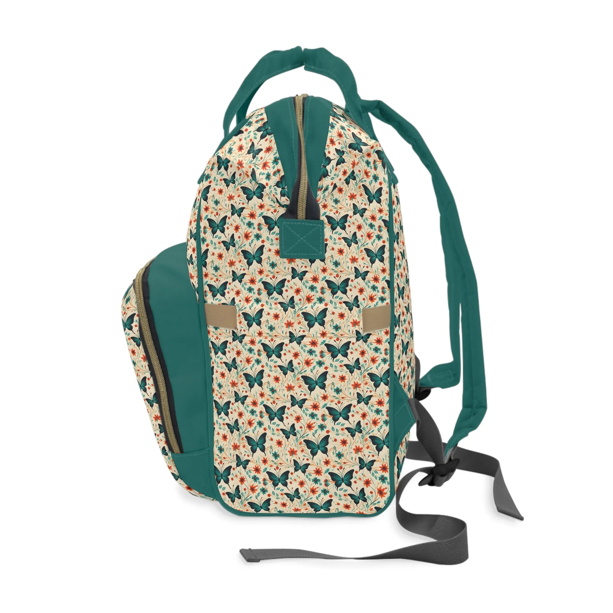 Elegant Butterfly Diaper Backpack - Lightweight & Durable Nylon Baby Bag with Beautiful Butterfly Motifs, Ideal for On-The-Go Parents