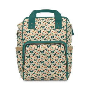 Elegant Butterfly Diaper Backpack - Lightweight & Durable Nylon Baby Bag with Beautiful Butterfly Motifs, Ideal for On-The-Go Parents