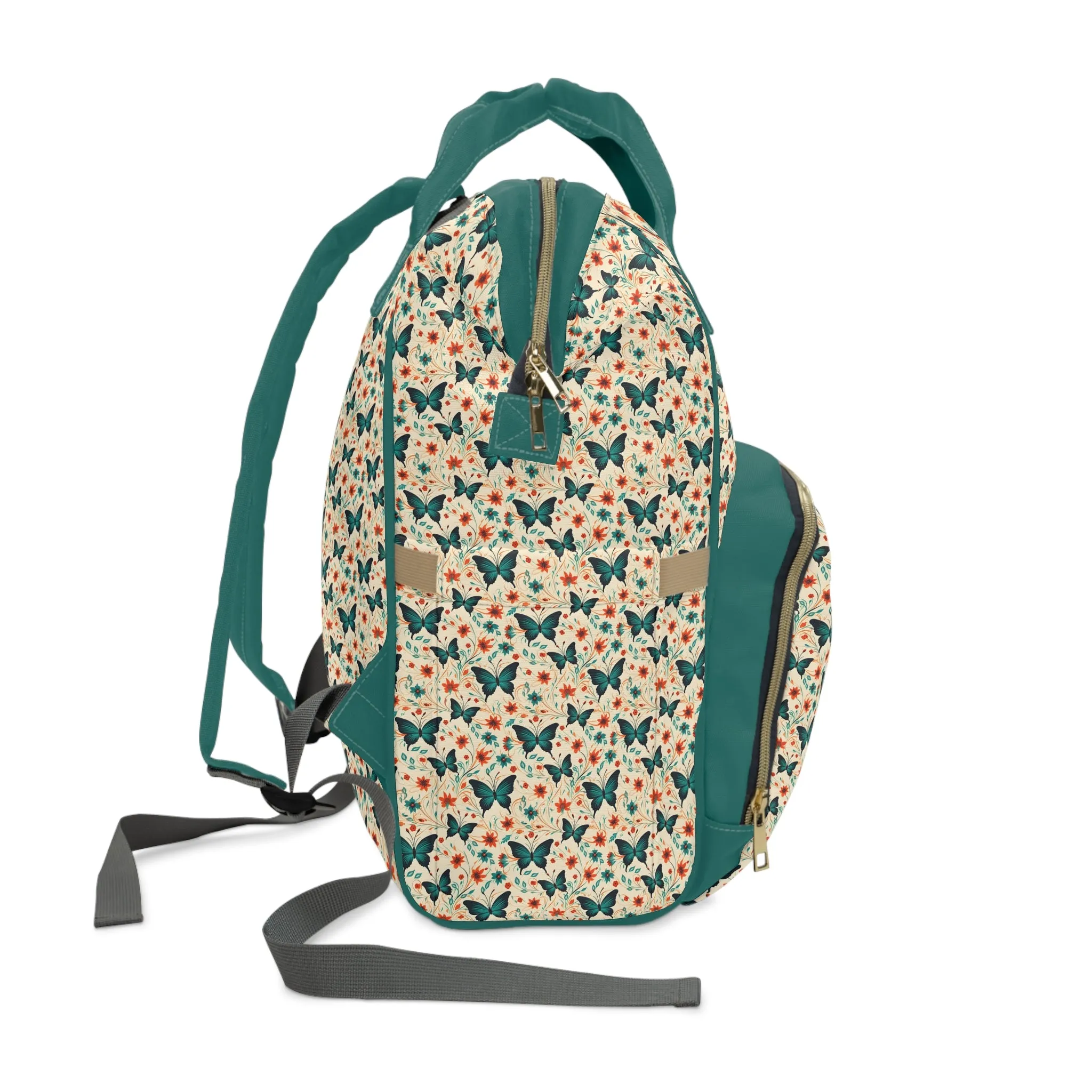 Elegant Butterfly Diaper Backpack - Lightweight & Durable Nylon Baby Bag with Beautiful Butterfly Motifs, Ideal for On-The-Go Parents
