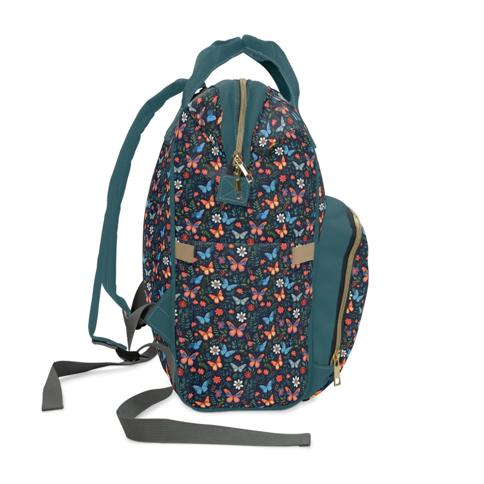 Elegant Butterfly Diaper Backpack - Lightweight & Durable Nylon Baby Bag with Beautiful Butterfly Motifs, Ideal for On-The-Go Parents