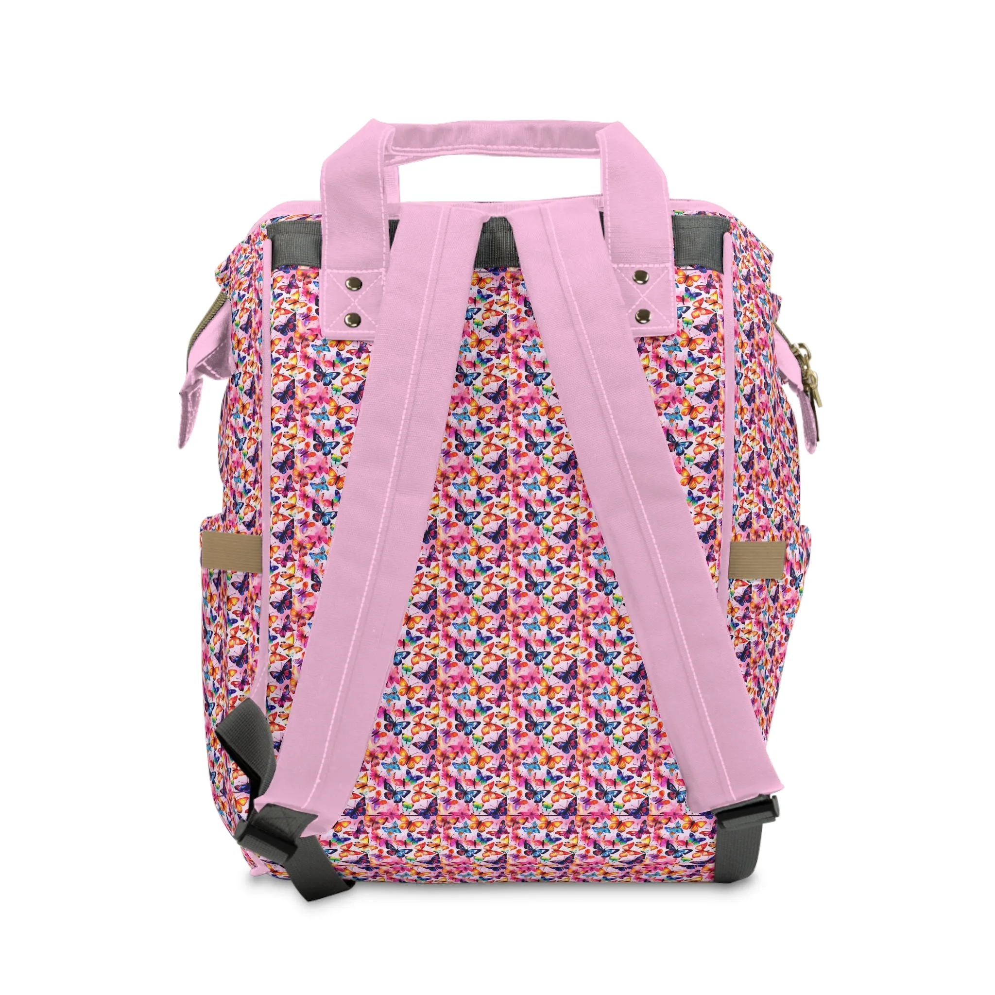 Elegant Butterfly Diaper Backpack - Lightweight & Durable Nylon Baby Bag with Beautiful Butterfly Motifs, Ideal for On-The-Go Parents