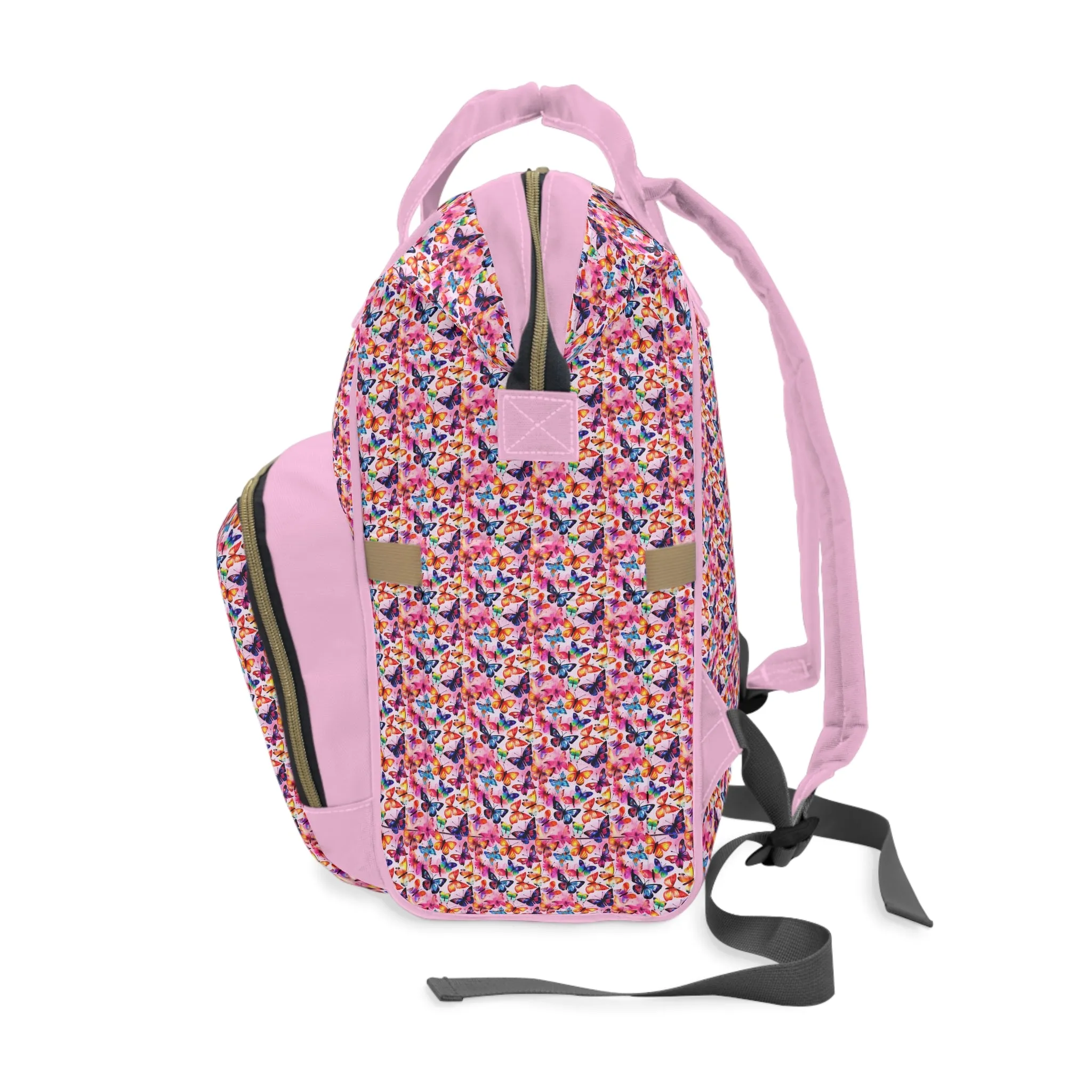 Elegant Butterfly Diaper Backpack - Lightweight & Durable Nylon Baby Bag with Beautiful Butterfly Motifs, Ideal for On-The-Go Parents