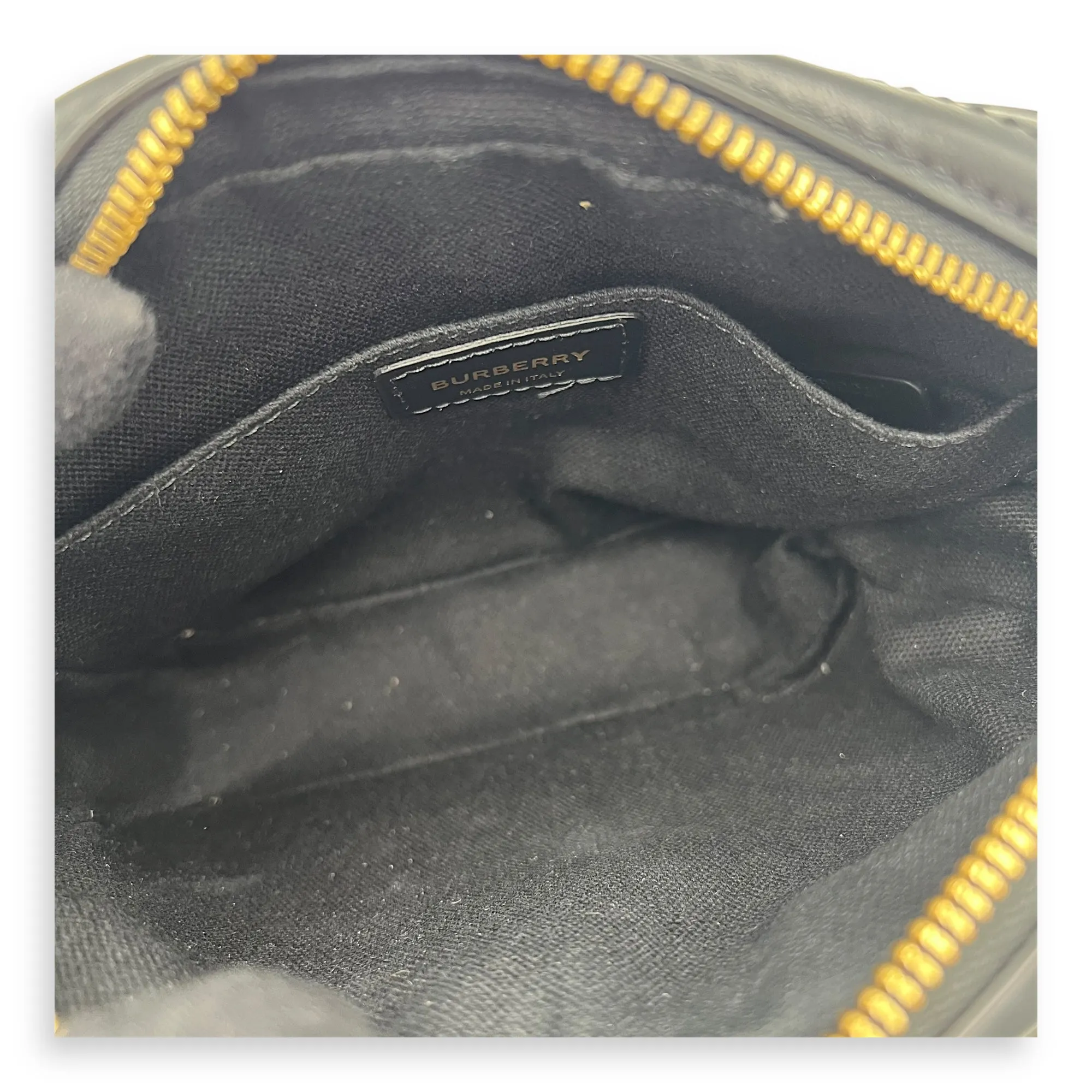 Embossed camera Crossbody Bag Small Black in Calfskin, Gold hardware