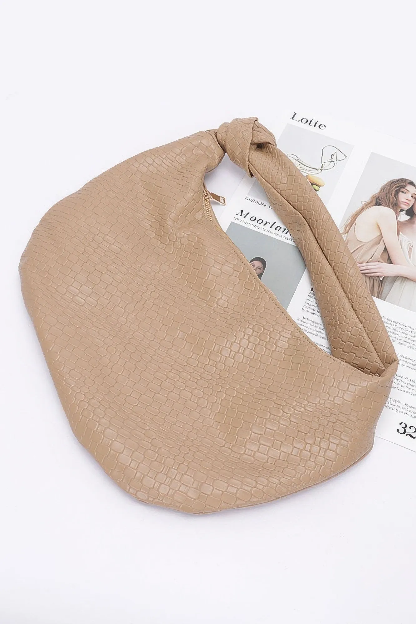Embossed Faux Leather Big Hobo Bag