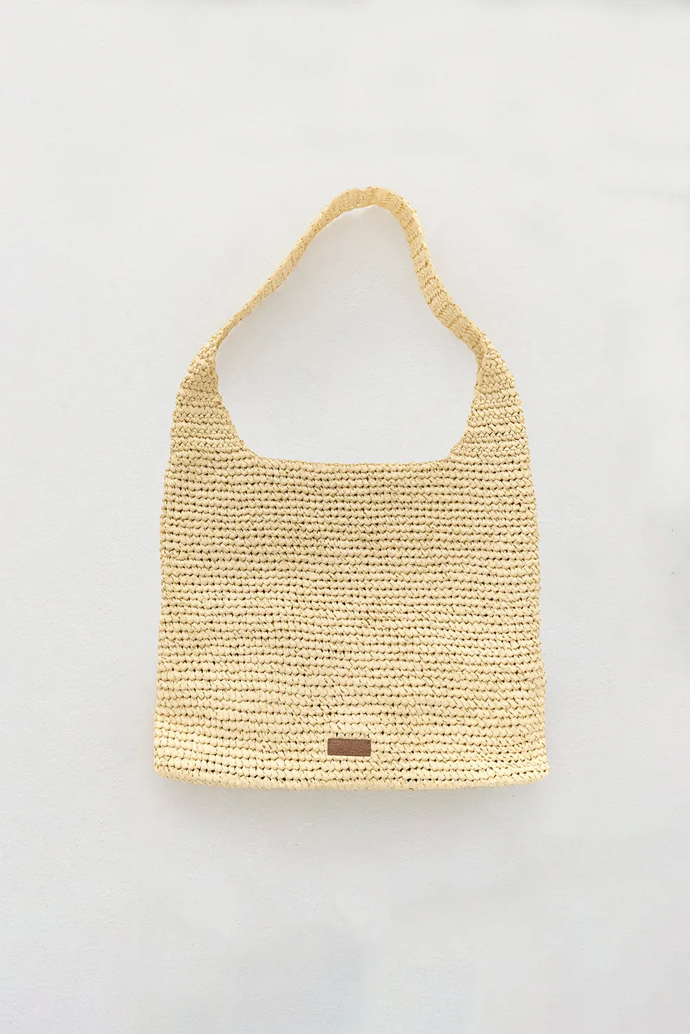 EMBOSSED LOGO RAFFIA TOTE BAG - NATURAL