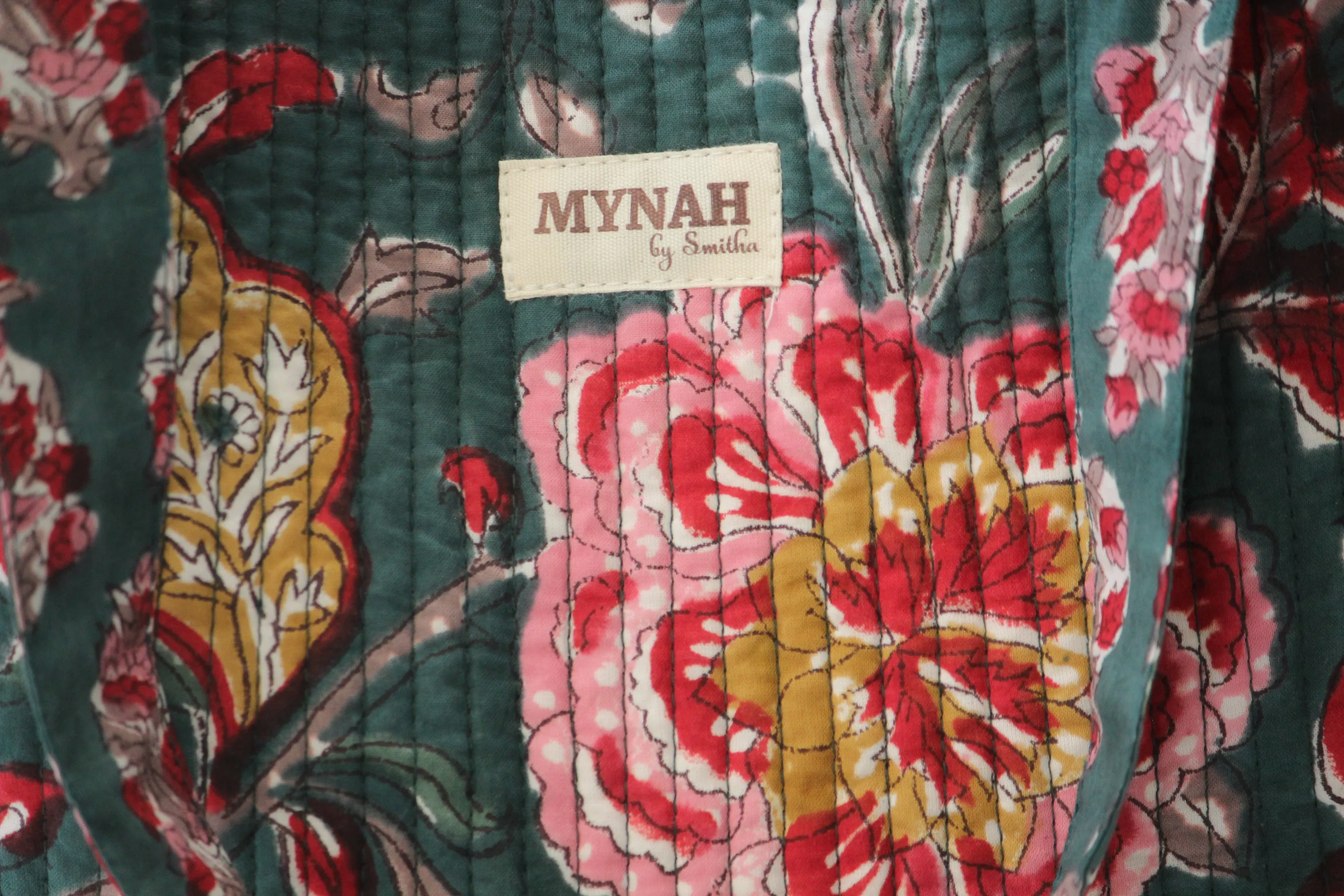 Emerald forest floral print tote bag-Small laptop size
