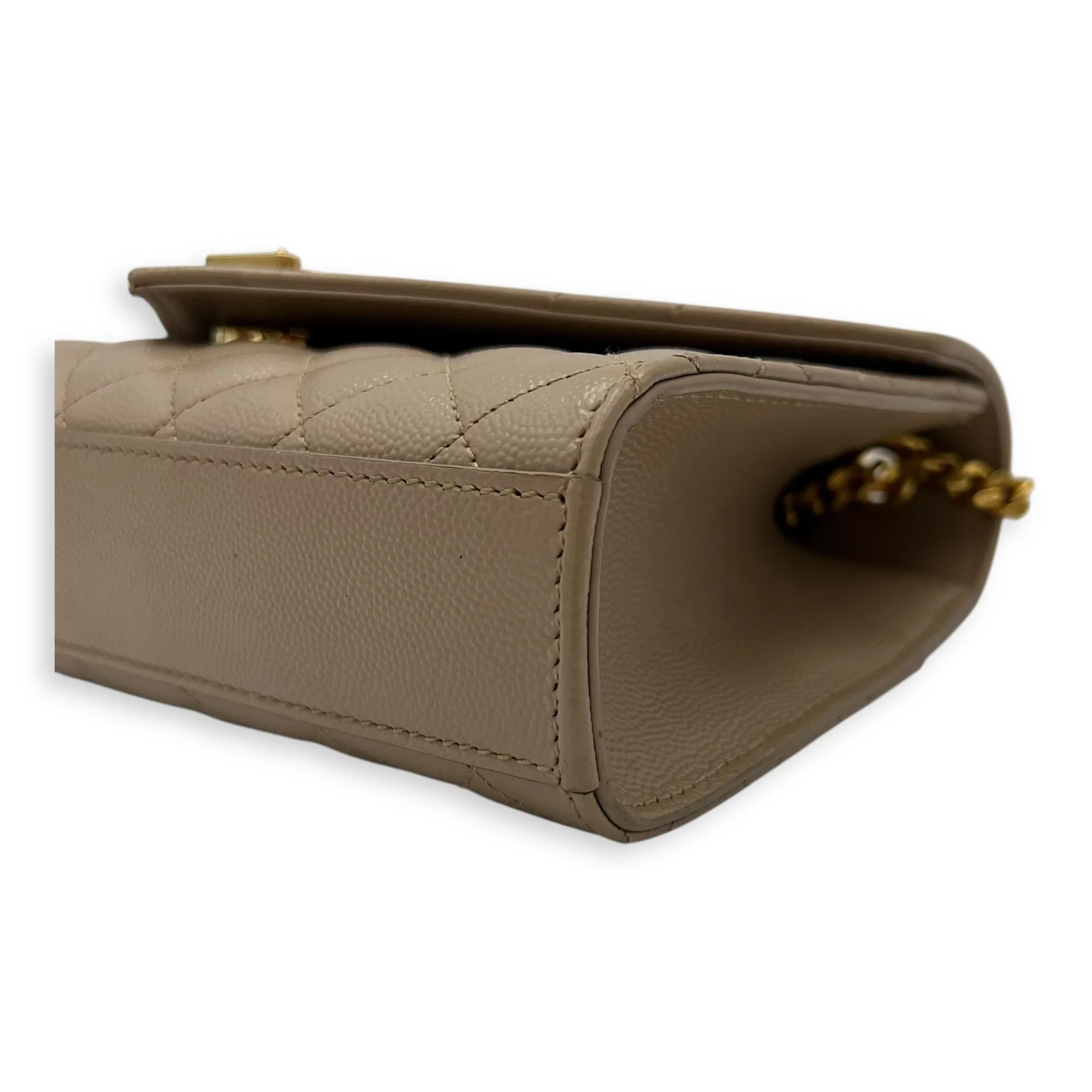 Envelope Crossbody Bag Small Beige in Calfskin, Gold hardware