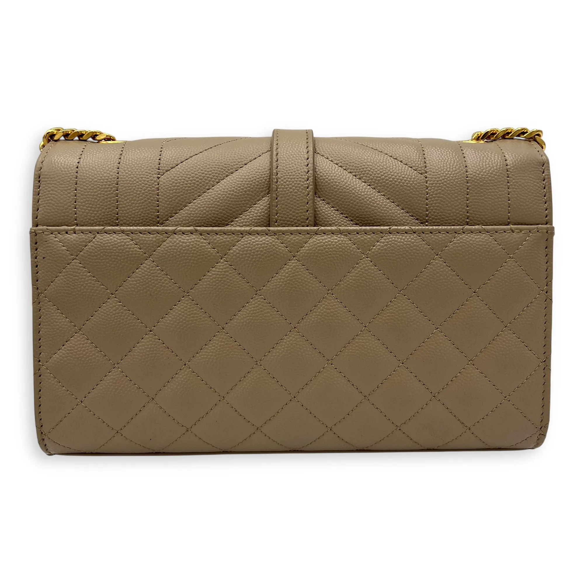 Envelope Crossbody Bag Small Beige in Calfskin, Gold hardware