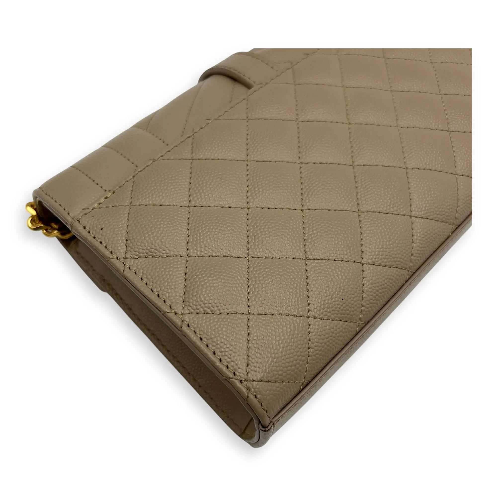 Envelope Crossbody Bag Small Beige in Calfskin, Gold hardware