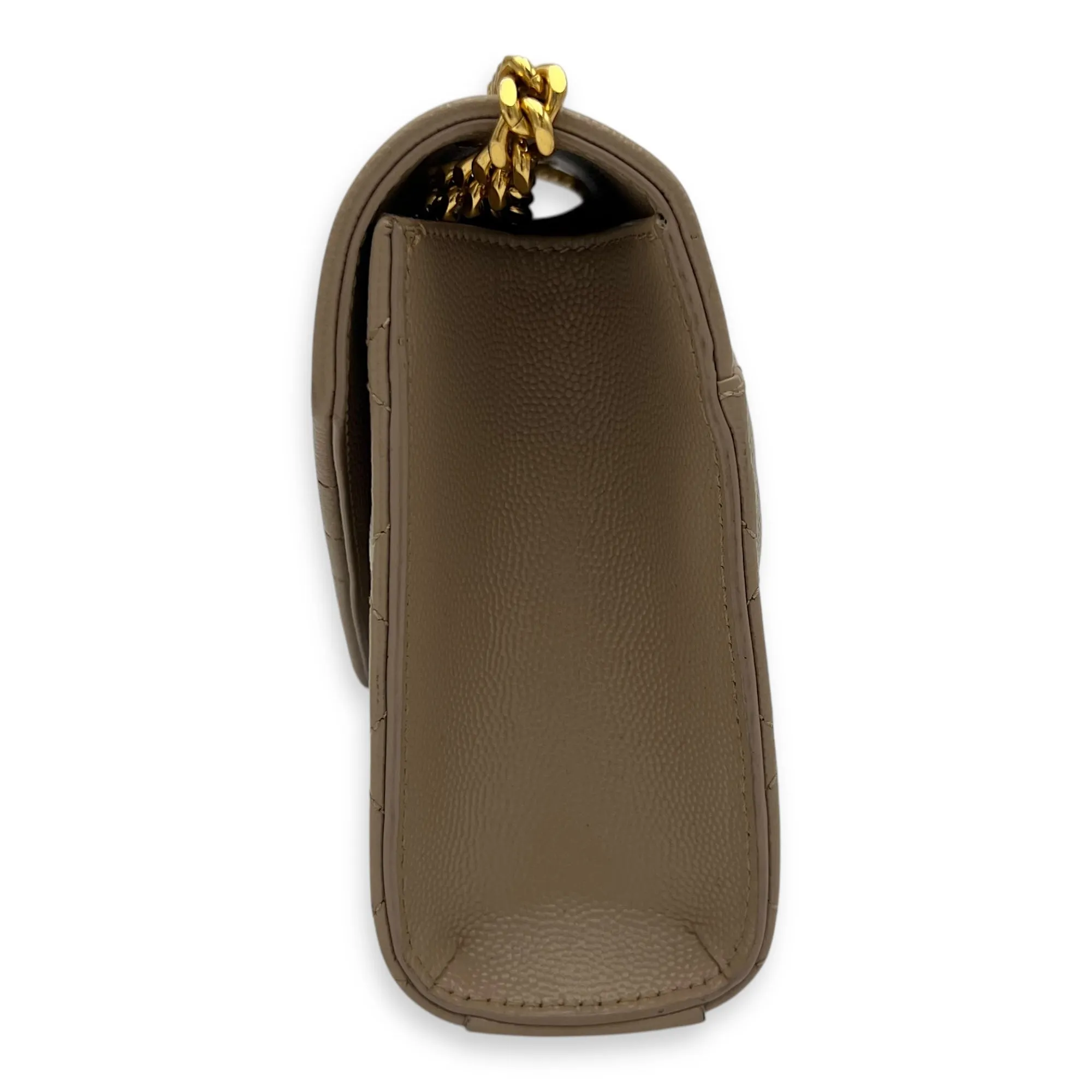 Envelope Crossbody Bag Small Beige in Calfskin, Gold hardware