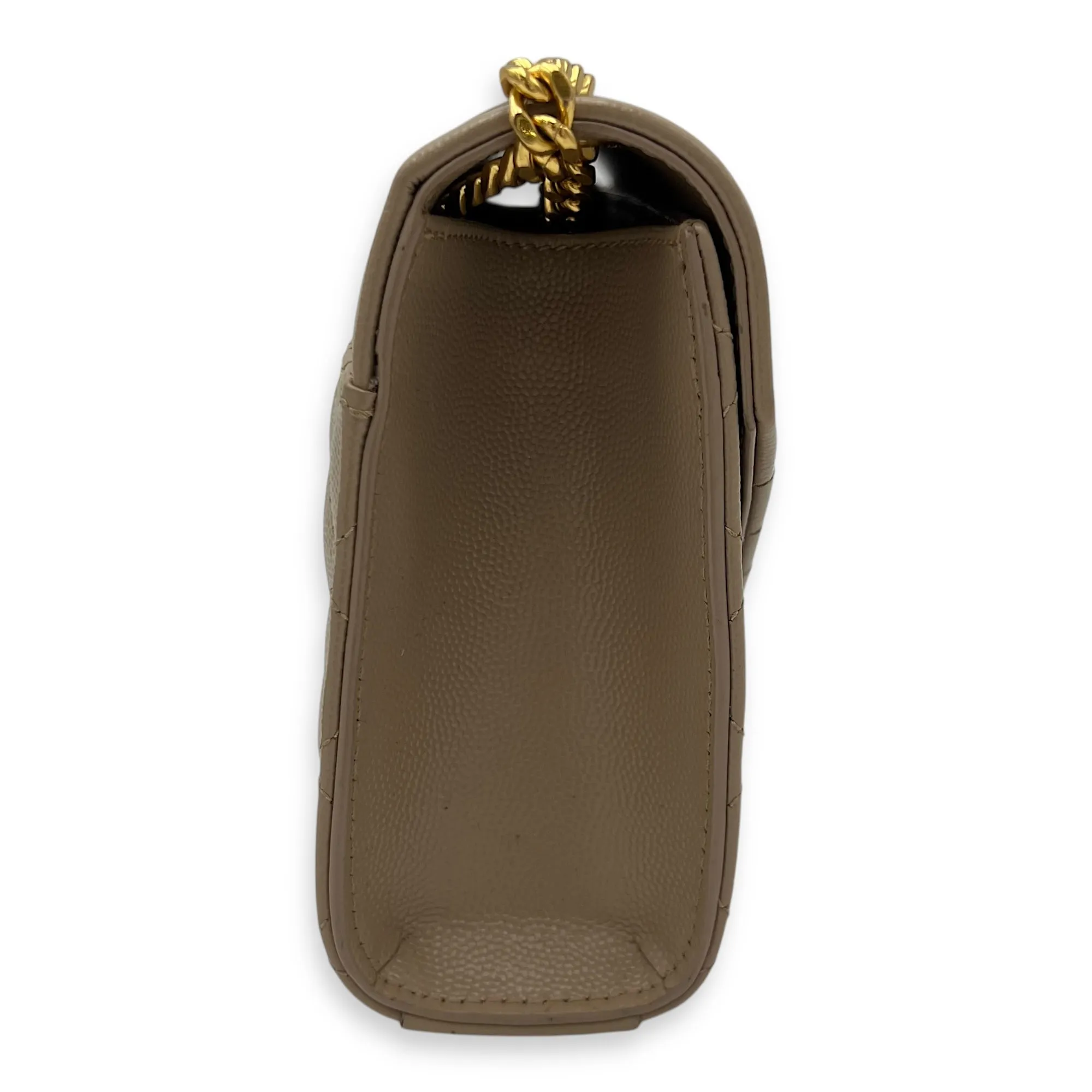 Envelope Crossbody Bag Small Beige in Calfskin, Gold hardware