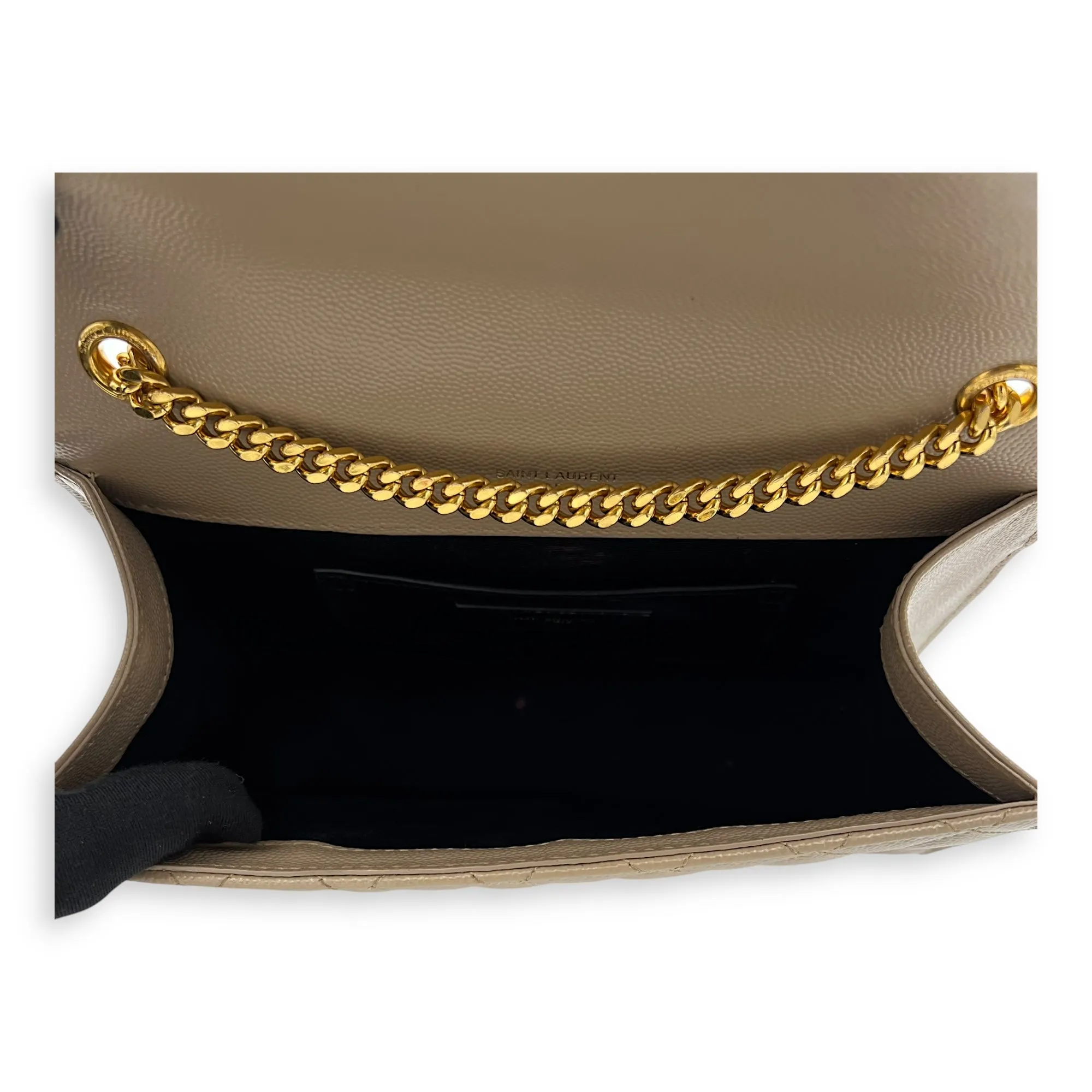 Envelope Crossbody Bag Small Beige in Calfskin, Gold hardware