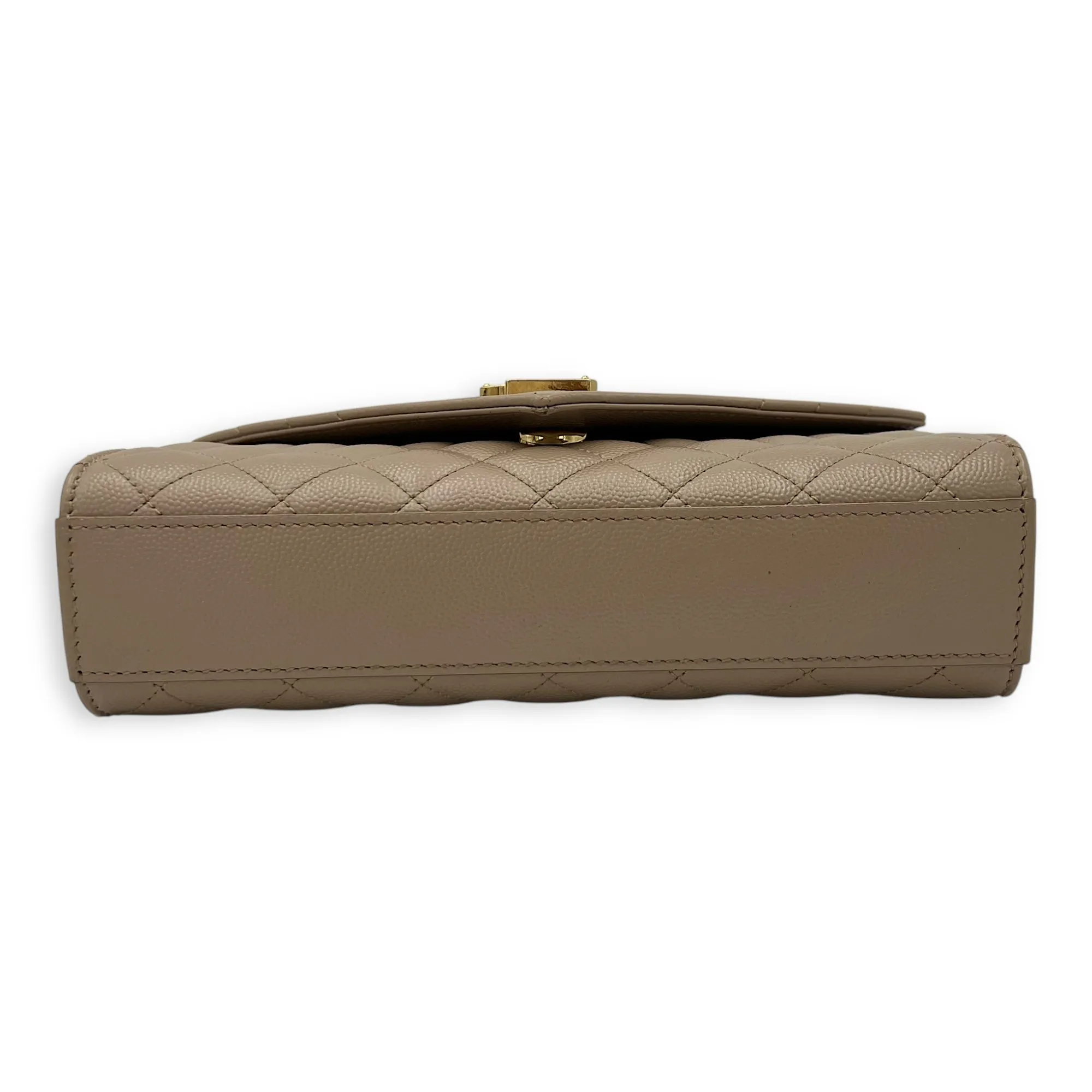 Envelope Crossbody Bag Small Beige in Calfskin, Gold hardware