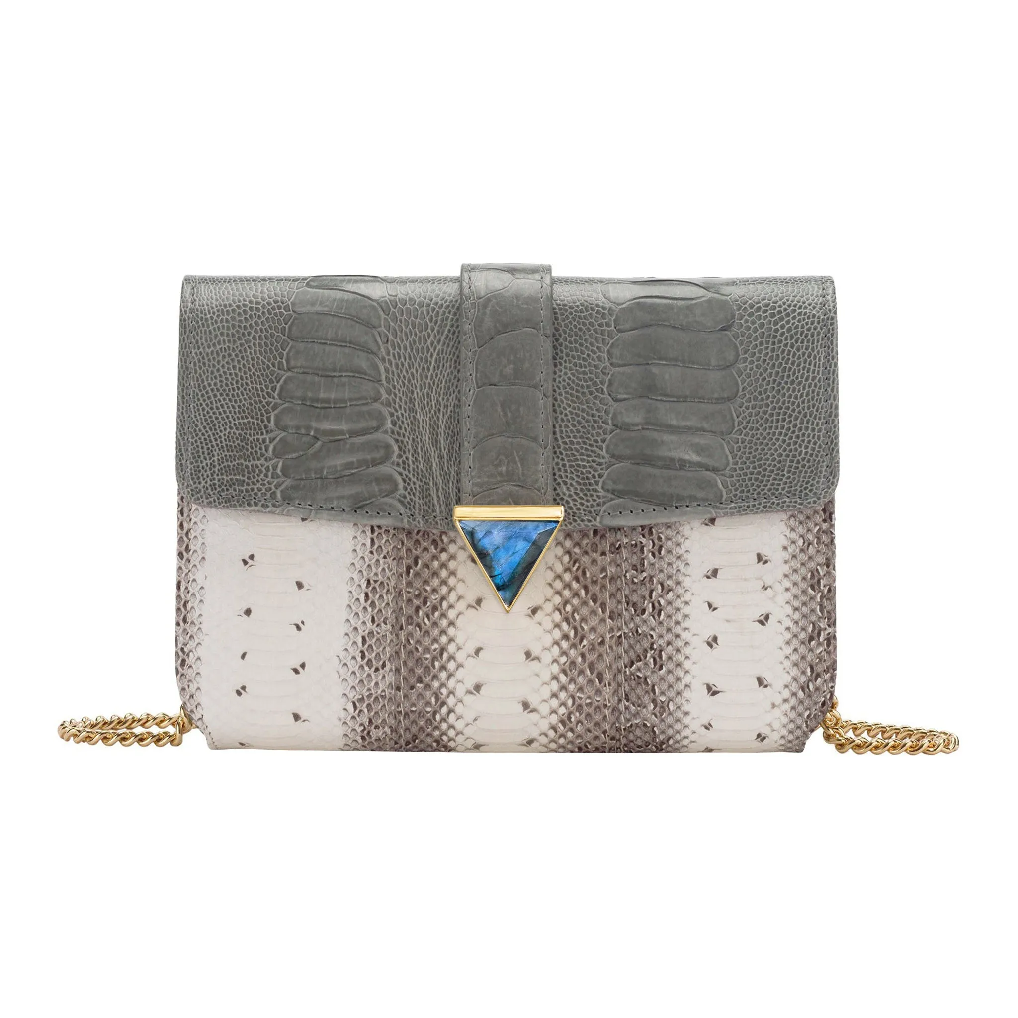 ERIKA SNAKESKIN & OSTRICH LEG CROSSBODY BAG