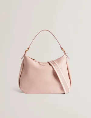 Esiah Webbing Slouchy Leather Hobo B Dusky-Pink