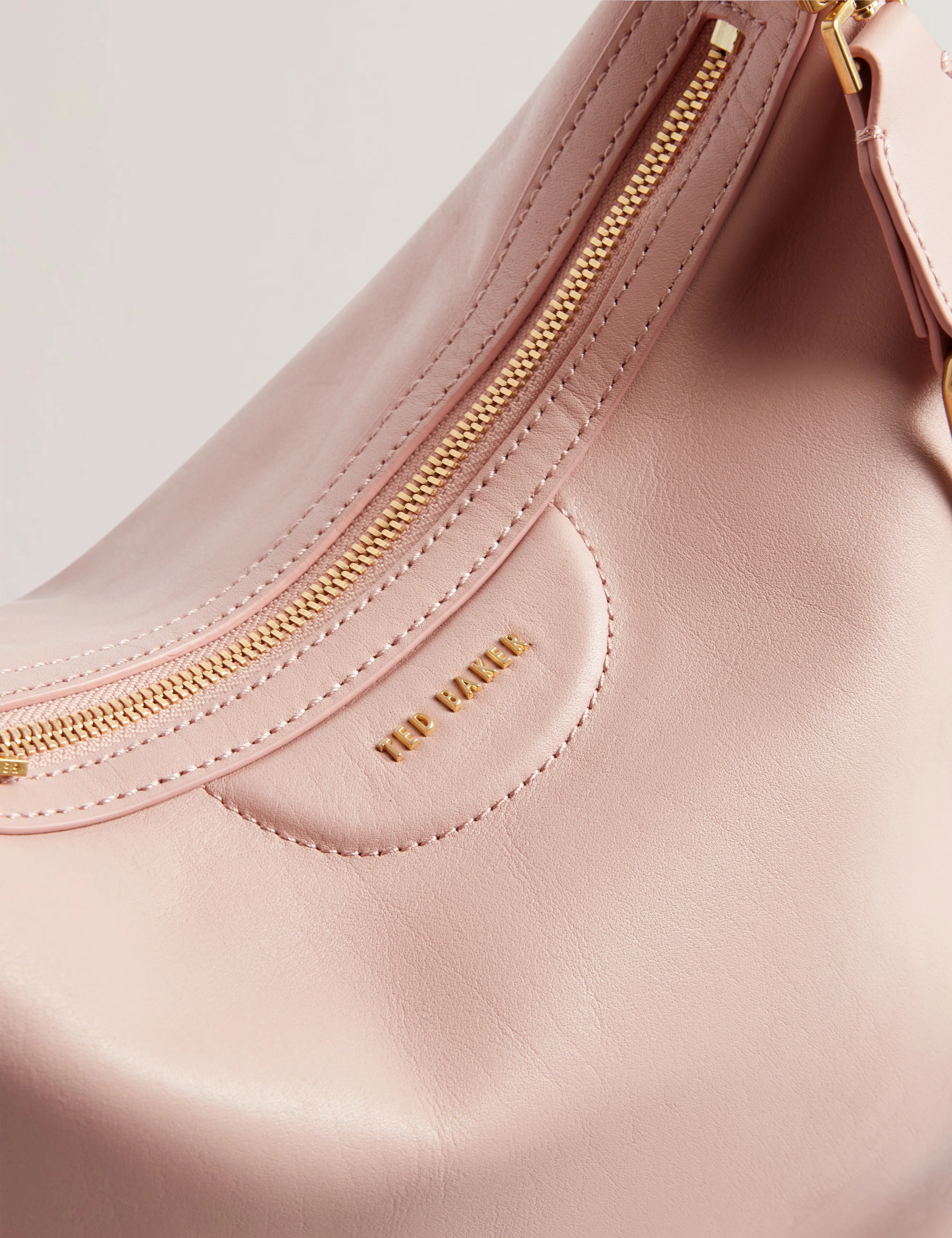 Esiah Webbing Slouchy Leather Hobo B Dusky-Pink