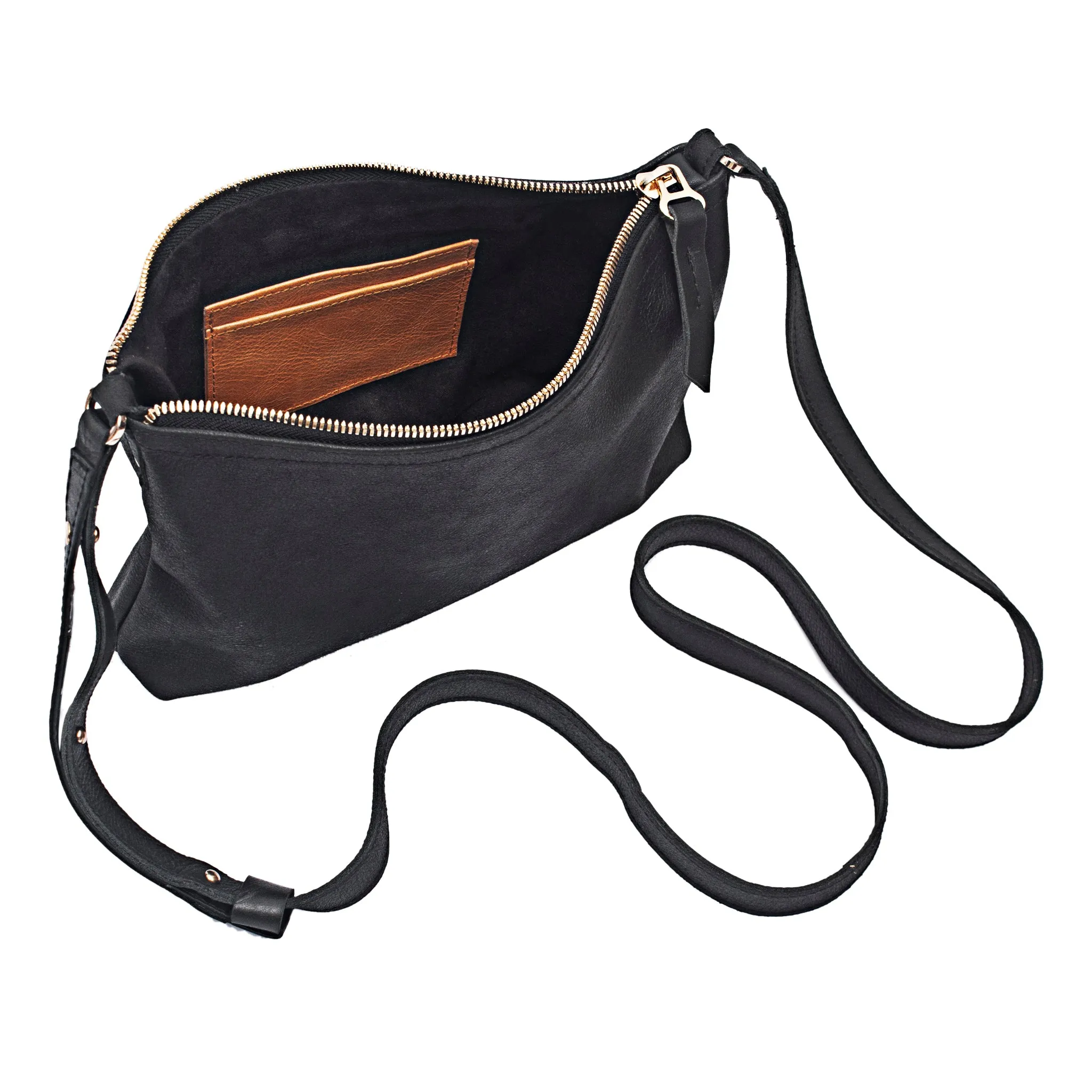 Everyday Black Leather Crossbody