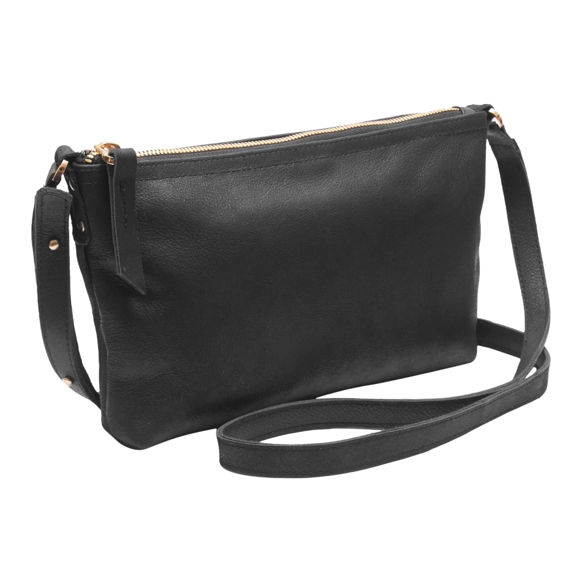 Everyday Black Leather Crossbody