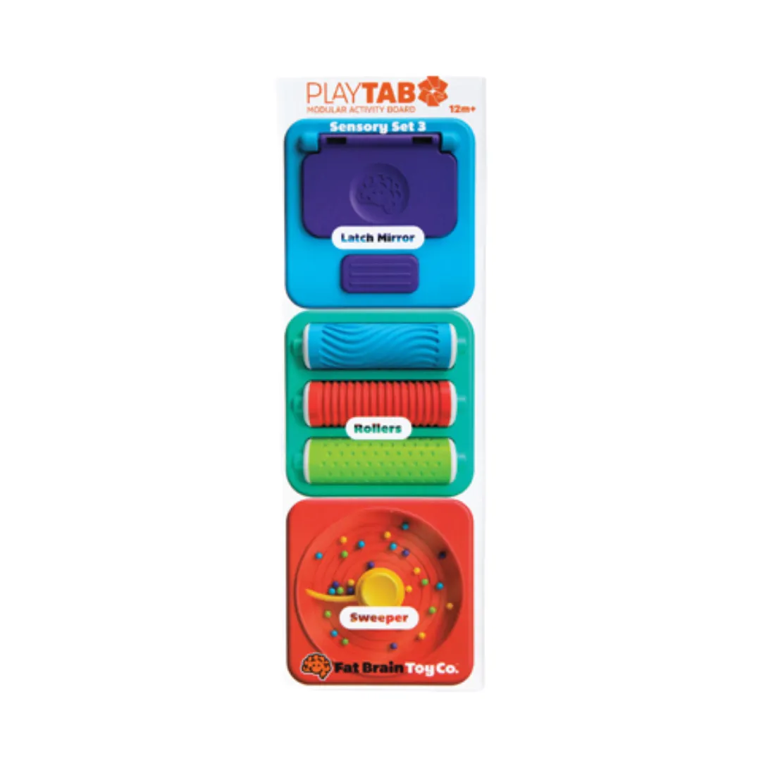 Fat Brain Toy - Play Tab 3pk Tiles - Latch Mirror and Roller and Sweeper