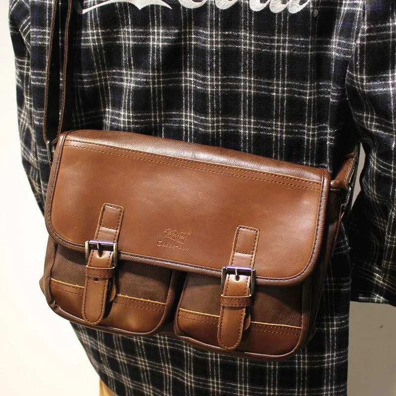 Faux Leather Flap Crossbody Bag
