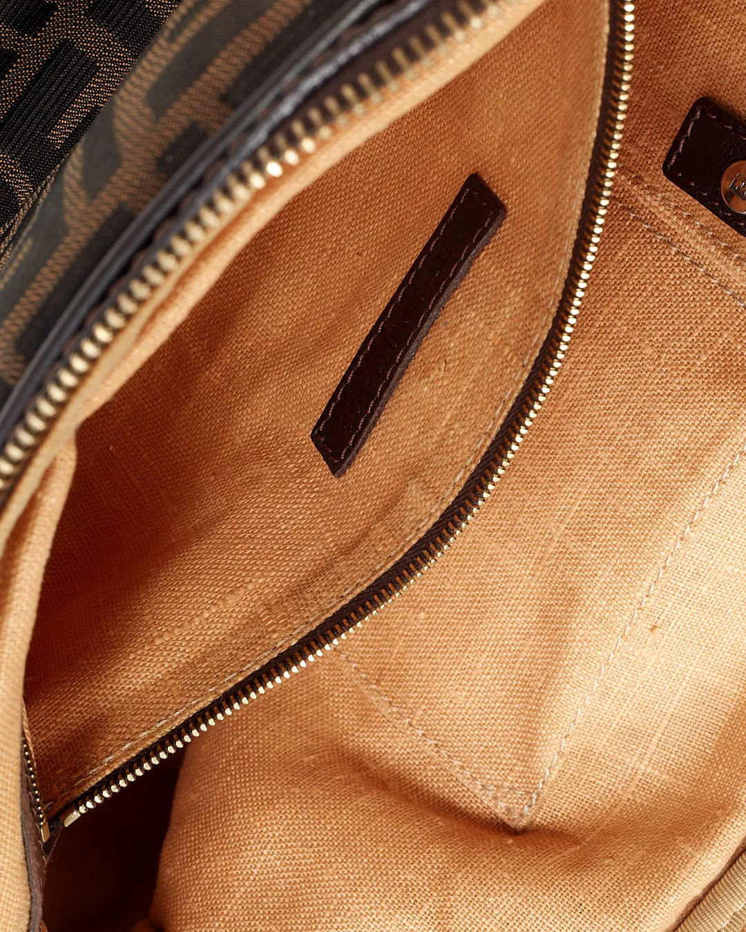 Fendi Brown Zucca Print Leather & Canvas Top Handle Doctor Bag
