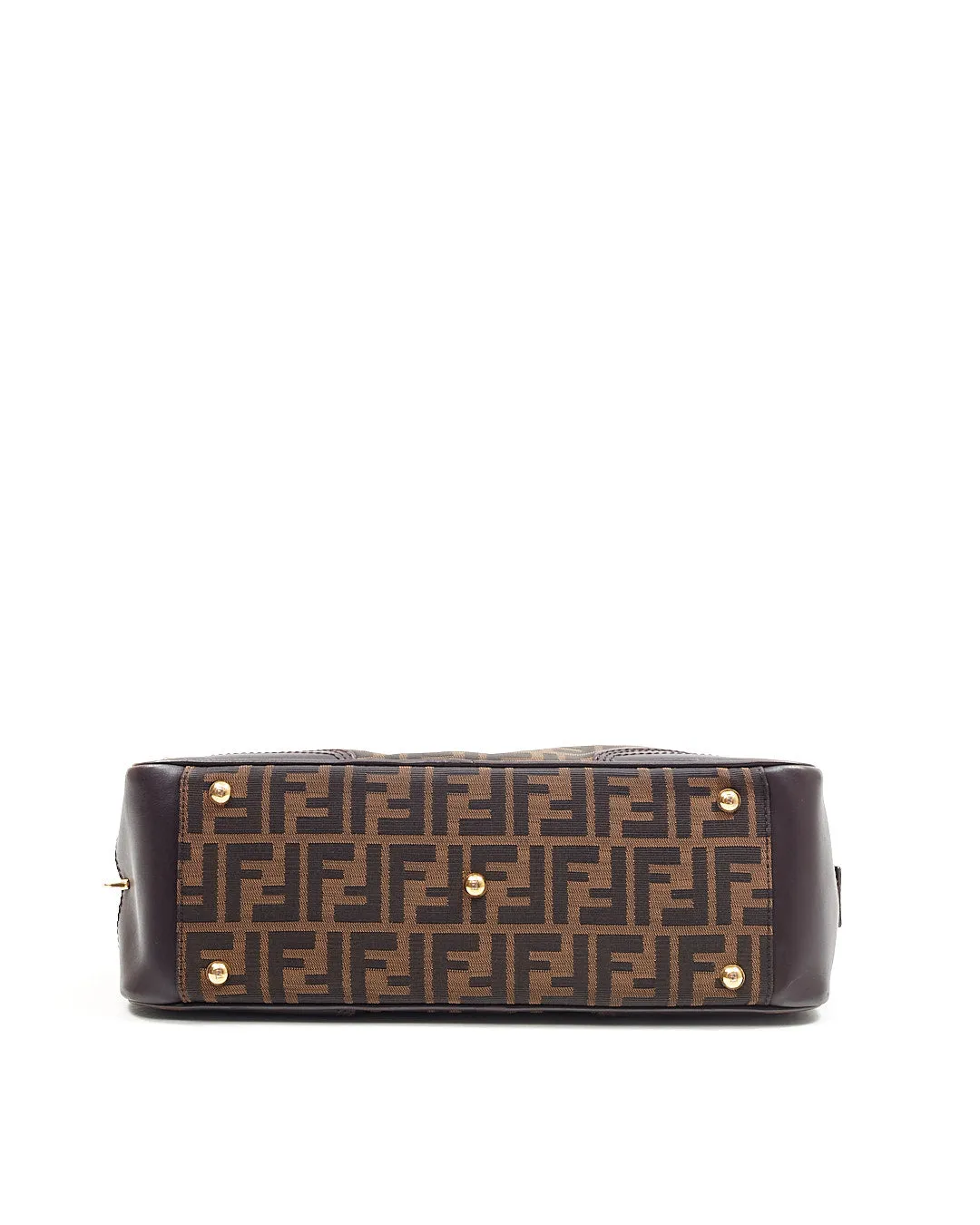Fendi Brown Zucca Print Leather & Canvas Top Handle Doctor Bag